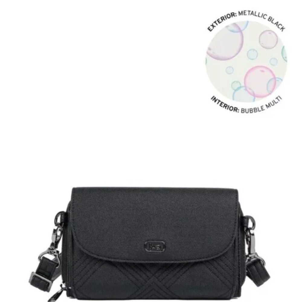 Lug Vault Matte Luxe VL RFID Convertible Crossbody Wallet BLACK BNWT